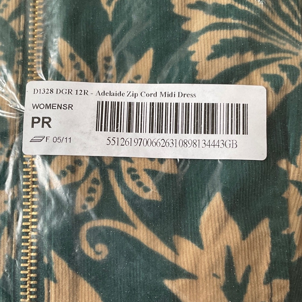 Boden Adelaide Zip Cord Midi Dress Green‎ Tan size 8R New With Tags - Picture 4 of 4